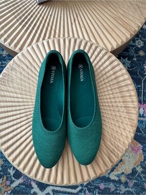 VIVAIA Green Knit Ballet Flats